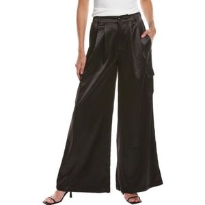 Walter Baker Black Wide Leg Satin Denver Pant